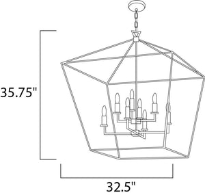 Abode 32.5' 8 Light Multi-Tier Chandelier in Textured Black and Polished Nickel