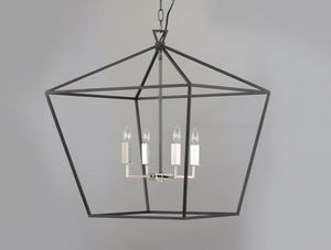 Abode 24.5' 4 Light Multi-Light Pendant/Chandelier in Textured Black and Polished Nickel