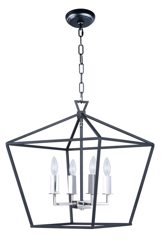Abode 17.75" 4 Light Single-Tier Chandelier in Textured Black and Polished Nickel