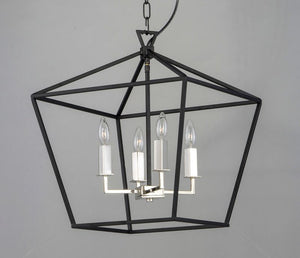 Abode 17.75' 4 Light Single-Tier Chandelier in Textured Black and Polished Nickel
