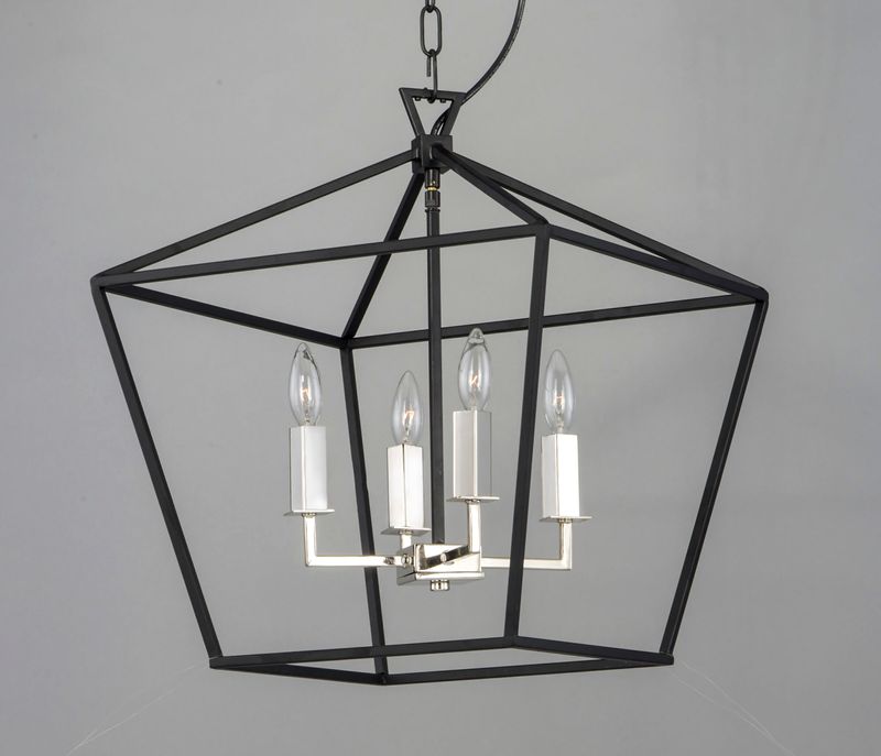 Abode 17.75' 4 Light Single-Tier Chandelier in Textured Black and Polished Nickel