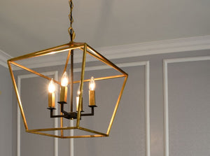 Abode 24.5' 4 Light Multi-Light Pendant/Chandelier in Gold Leaf and Textured Black