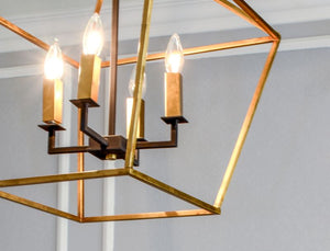 Abode 24.5' 4 Light Multi-Light Pendant/Chandelier in Gold Leaf and Textured Black