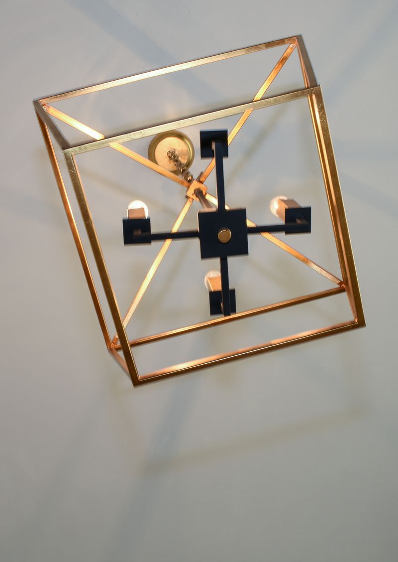 Abode 24.5' 4 Light Multi-Light Pendant/Chandelier in Gold Leaf and Textured Black