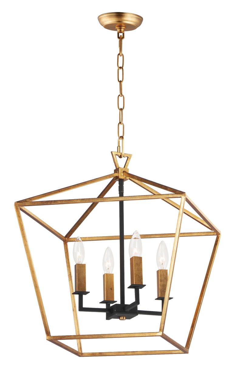 Abode 17.75' 4 Light Single-Tier Chandelier in Gold Leaf and Textured Black