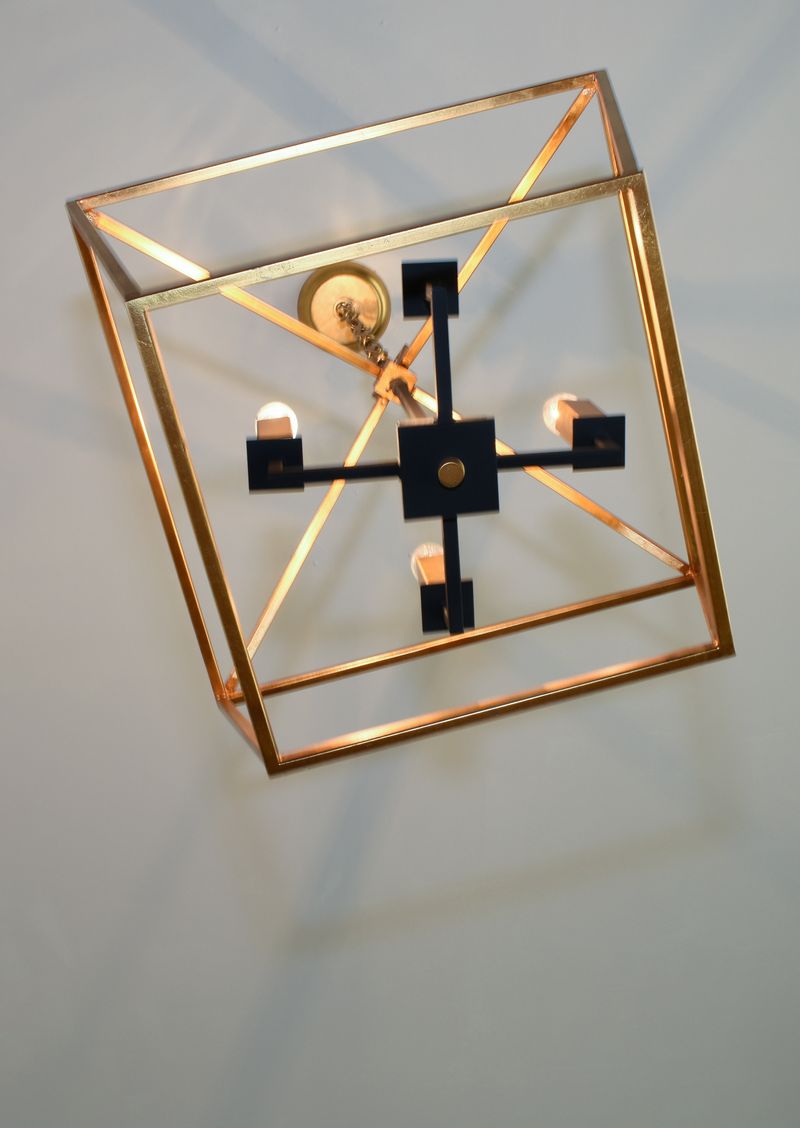 Abode 17.75' 4 Light Single-Tier Chandelier in Gold Leaf and Textured Black