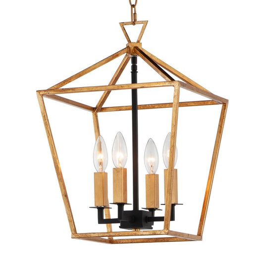 Abode 12" 4 Light Single-Tier Chandelier in Gold Leaf and Textured Black