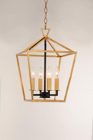 Abode 12' 4 Light Single-Tier Chandelier in Gold Leaf and Textured Black