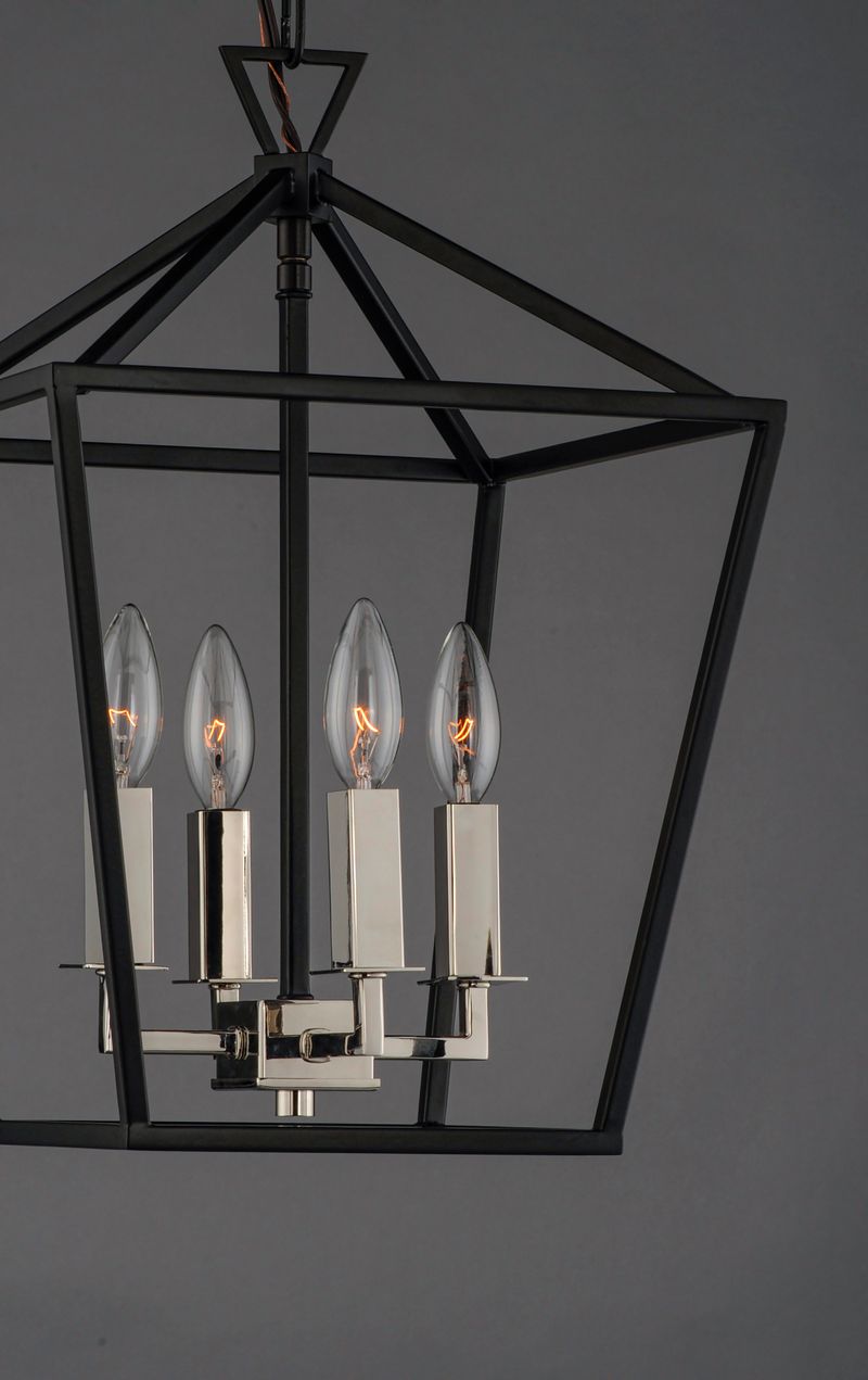 Abode 12' 4 Light Single-Tier Chandelier in Textured Black and Polished Nickel