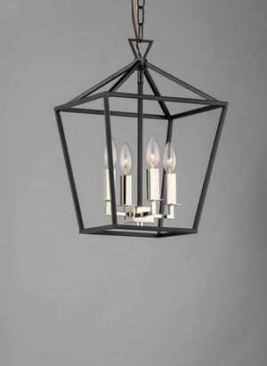 Abode 12' 4 Light Single-Tier Chandelier in Textured Black and Polished Nickel