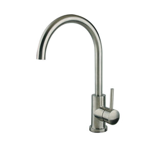 Modern Gooseneck Single-Handle Kitchen Faucet in Brushed Nickel