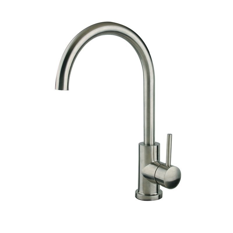 Modern Gooseneck Single-Handle Kitchen Faucet in Brushed Nickel
