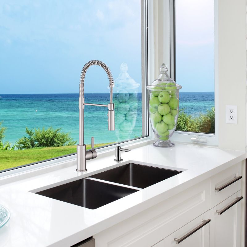 Industrial Single-Handle Pull-Down Kitchen Faucet in Brushed Nickel