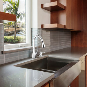 Transitional Single-Handle Pull-Down Kitchen Faucet in Polished Chrome