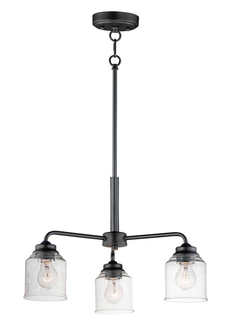 Acadia 20' 3 Light Semi-Flush Mount Chandelier in Black