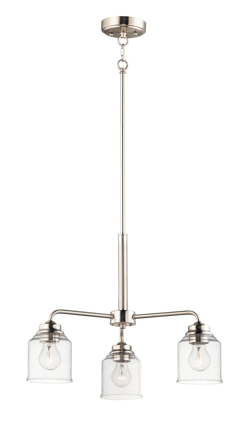 Acadia 20' 3 Light Semi-Flush Mount Chandelier in Satin Nickel