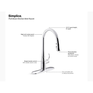 Simplice Pull-Down 16.63' Kitchen Faucet in Matte Black
