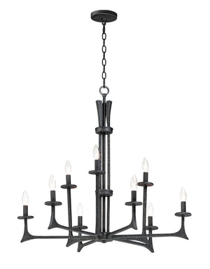 Anvil 34' 9 Light Multi-Tier Chandelier in Natural Iron