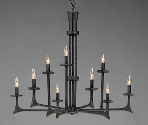 Anvil 34' 9 Light Multi-Tier Chandelier in Natural Iron