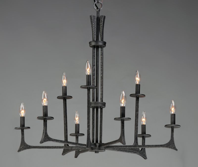 Anvil 34' 9 Light Multi-Tier Chandelier in Natural Iron