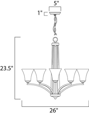 Aurora 26' 5 Light Single-Tier Chandelier in Satin Nickel