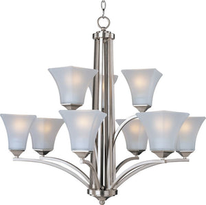 Aurora 31.5' 9 Light Multi-Tier Chandelier in Satin Nickel
