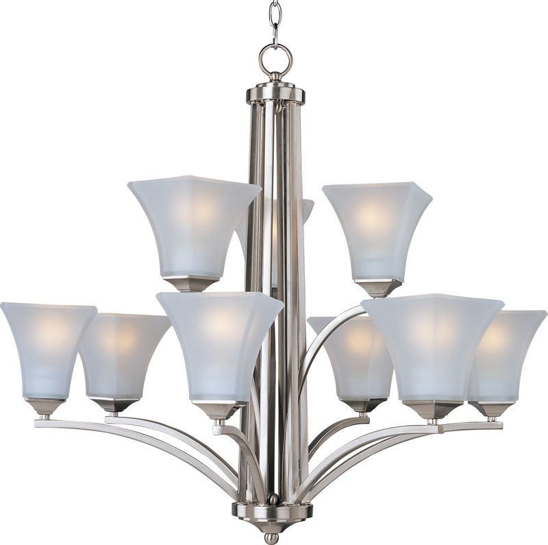 Aurora 31.5' 9 Light Multi-Tier Chandelier in Satin Nickel