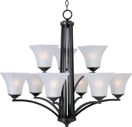 Aurora 31.5" 9 Light Multi-Tier Chandelier in Oil Rubbed Bronze