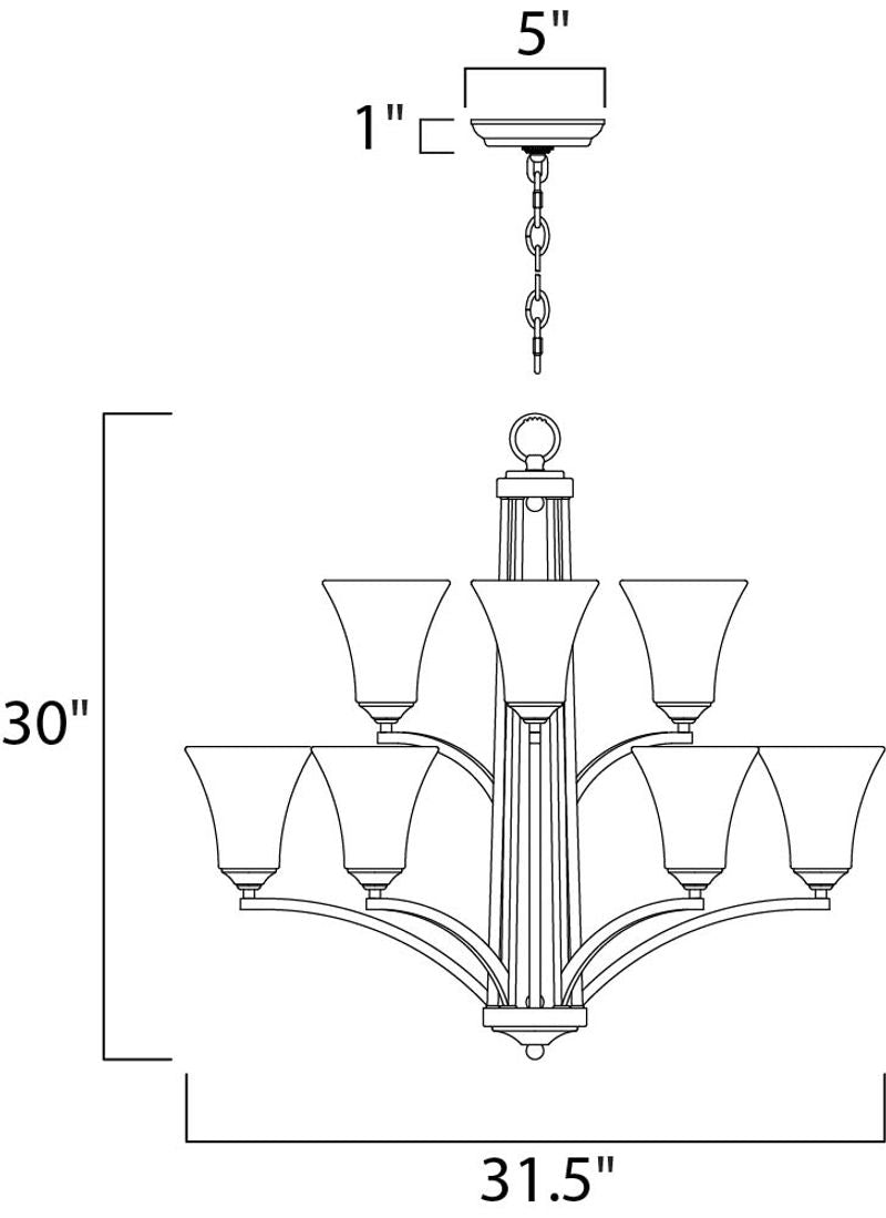Aurora 31.5' 9 Light Multi-Tier Chandelier in Oil Rubbed Bronze