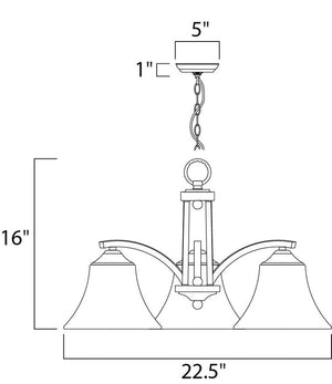 Aurora 22.5' 3 Light Down Light Chandelier in Oil Rubbed Bronze