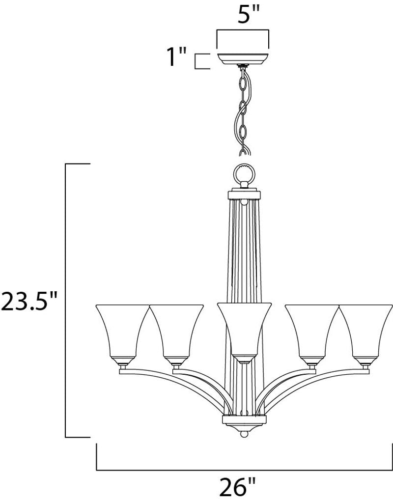Aurora 26' 5 Light Single-Tier Chandelier in Oil Rubbed Bronze