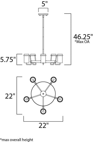 Avant 22' 5 Light Chandelier in Polished Chrome