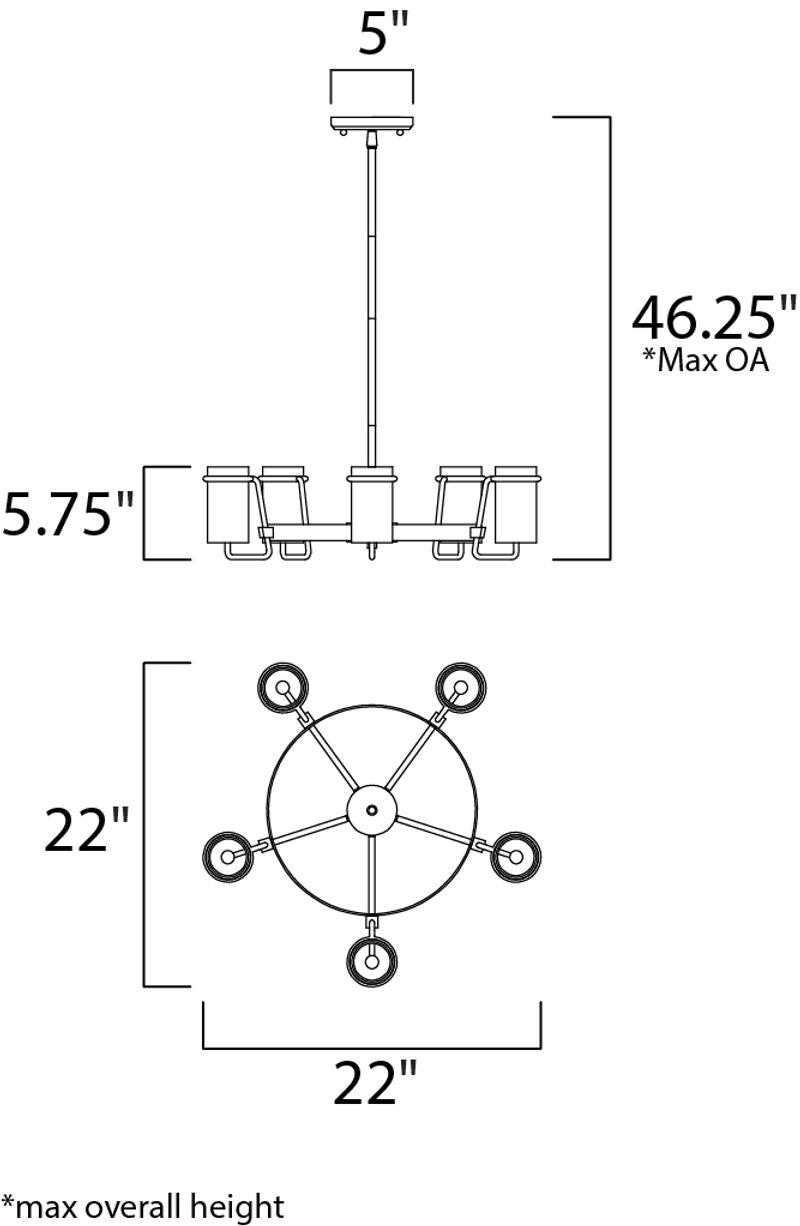 Avant 22' 5 Light Chandelier in Polished Chrome