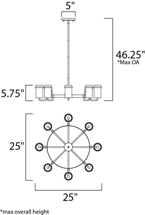Avant 25' 8 Light Chandelier in Polished Chrome