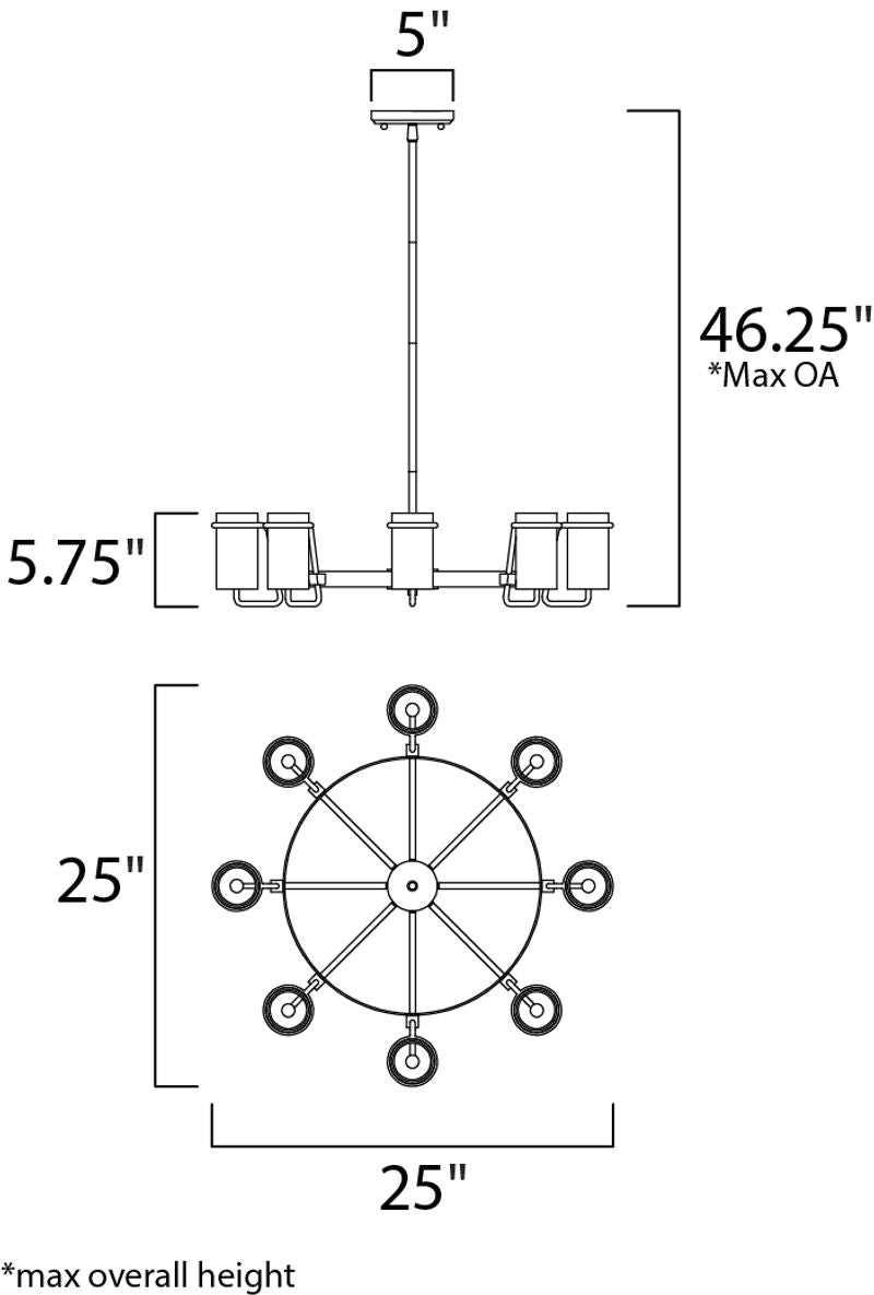 Avant 25' 8 Light Chandelier in Polished Chrome