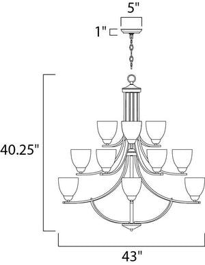 Axis 43' 15 Light Multi-Tier Chandelier in Oil Rubbed Bronze