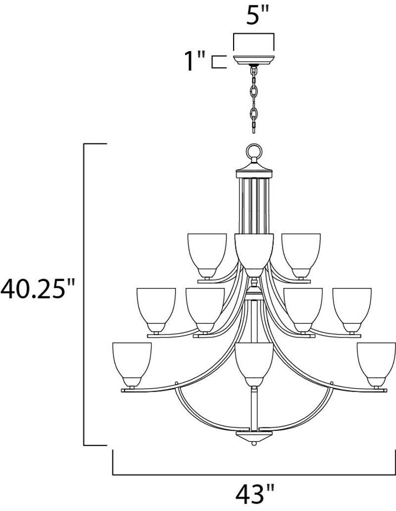Axis 43' 15 Light Multi-Tier Chandelier in Oil Rubbed Bronze