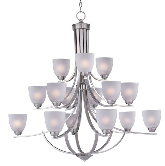 Axis 43" 15 Light Multi-Tier Chandelier in Satin Nickel