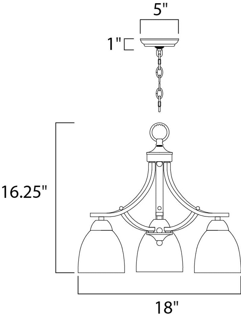 Axis 18' 3 Light Down Light Chandelier in Satin Nickel