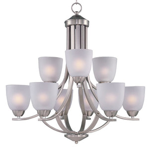 Axis 28' 9 Light Multi-Tier Chandelier in Satin Nickel