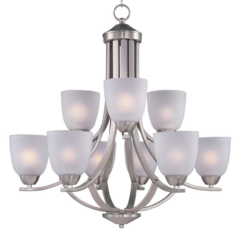 Axis 28' 9 Light Multi-Tier Chandelier in Satin Nickel