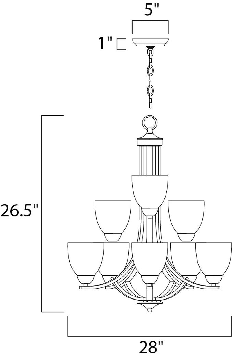 Axis 28' 9 Light Multi-Tier Chandelier in Satin Nickel