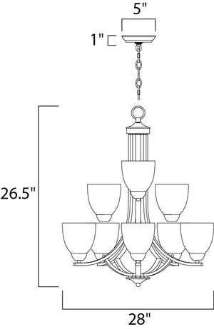 Axis 28' 9 Light Multi-Tier Chandelier in Oil Rubbed Bronze