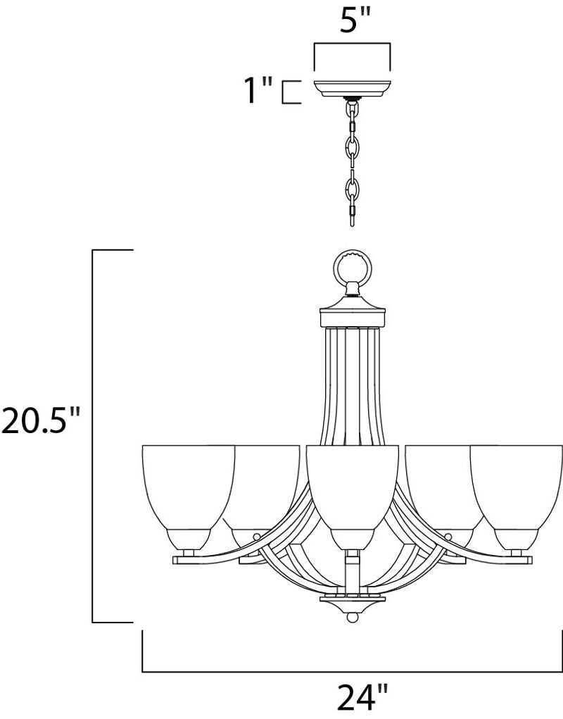 Axis 24' 5 Light Single-Tier Chandelier in Satin Nickel