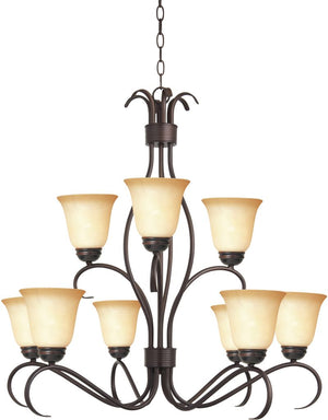 Basix 32' 9 Light Multi-Tier Chandelier in Oil Rubbed Bronze