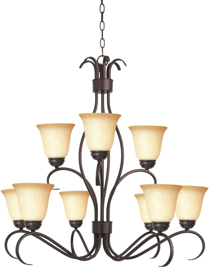 Basix 32' 9 Light Multi-Tier Chandelier in Oil Rubbed Bronze