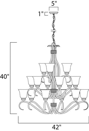 Basix 42' 15 Light Multi-Tier Chandelier in Oil Rubbed Bronze