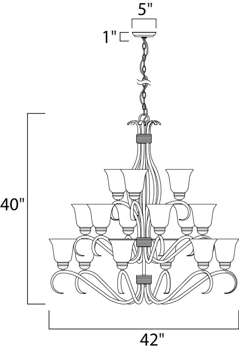 Basix 42' 15 Light Multi-Tier Chandelier in Oil Rubbed Bronze