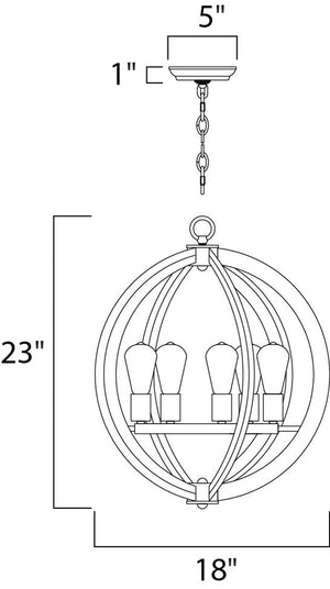 Bodega Bay 23' Single-Tier Chandelier with 5 Lights with bulbs included - Anthracite