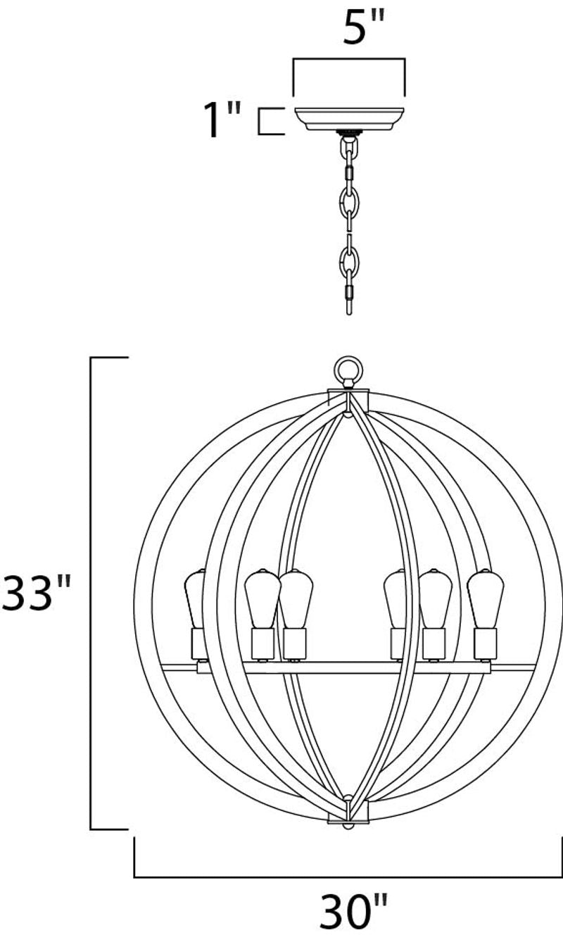 Bodega Bay 33' Single-Tier Chandelier with 6 Light bulbs included - Anthracite